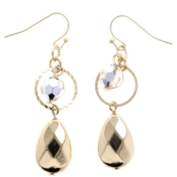 3/$20 Catherines gold dangle earrings with bead - Picture 3 of 3